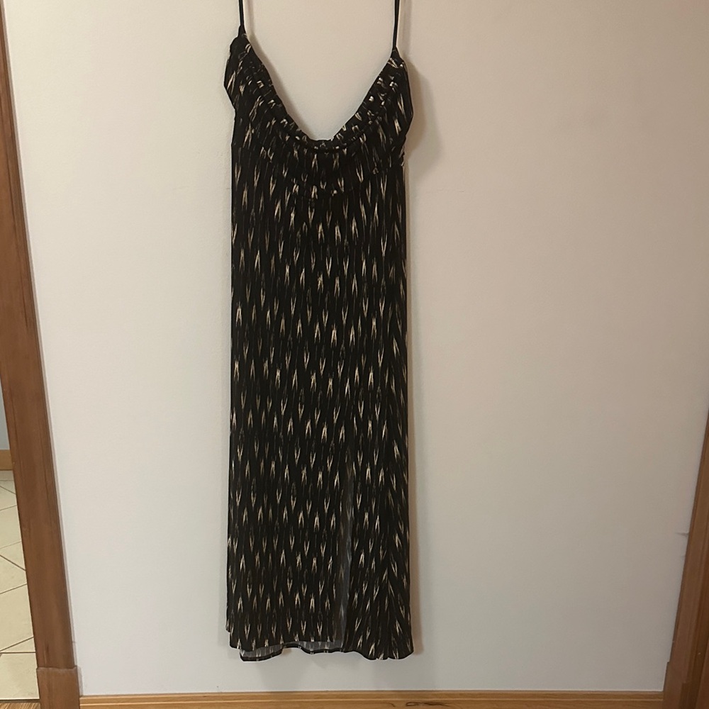 Banana Republic Black and Cream Patterned Maxi Dress